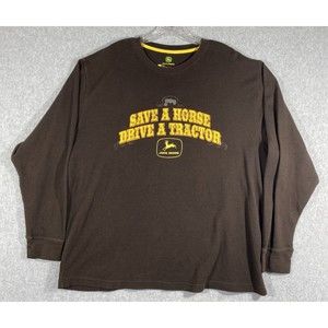 John Deere 2XL "SAVE A HORSE RIDE A TRACTOR" Long Sleeve XXL Thermal‎ Shirt